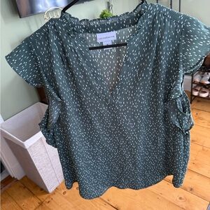 Liz Claiborne Teal Patterned Blouse